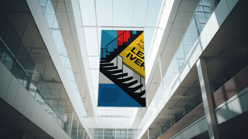 Banner en un edificio moderno
