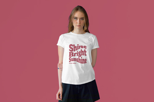 Girl in a T-shirt on a Zoomed Pink Backdrop