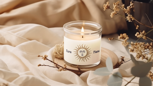 Vela sobre una pieza redonda de madera