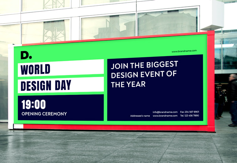 Ground Billboard in Front of a Building