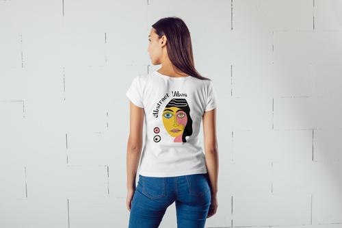 Woman in a T-Shirt Back View