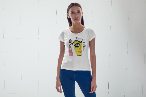 Woman Wearing a Fitted T-Shirt