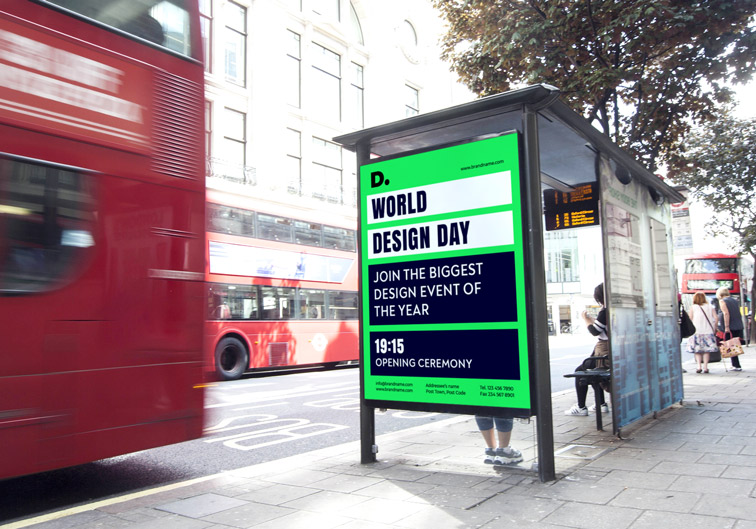 Vertical Bus Stop Billboard