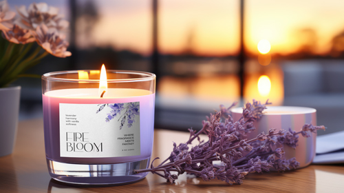 شمع عطري مع أغصان اللافندر