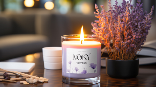 نظرة أمامية على شمعة لافندر