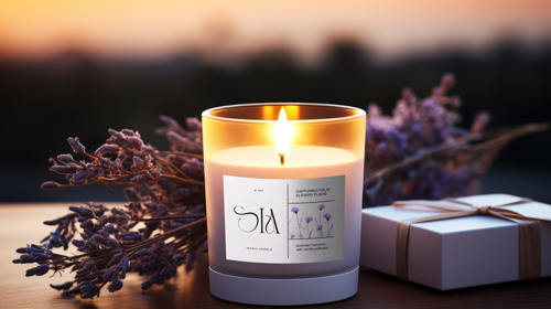 شمعة بين براعم اللافندر