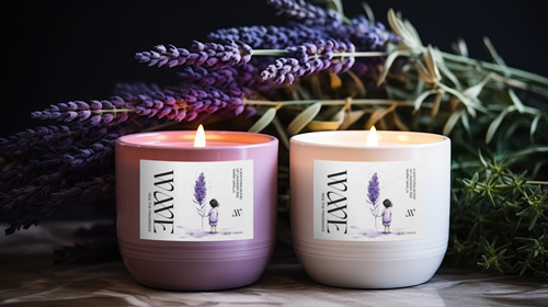 شمعتان مع اللافندر