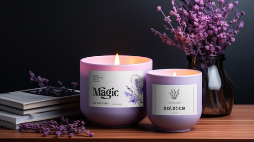 شموع مع زهور على المكتب