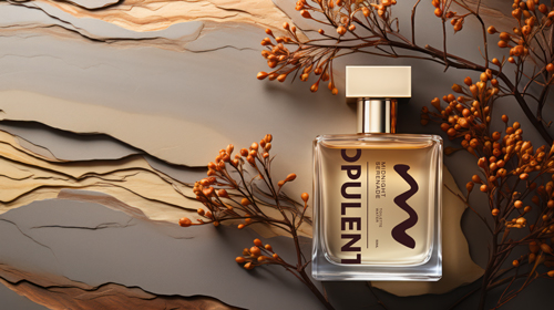 Fragrance Bottle Surrounded by Flowers