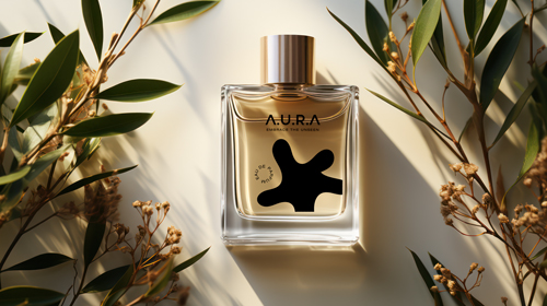 Perfume Bottle and Delicate Spring Flowers