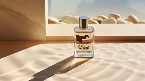 Fragrance Bottle Placed on Yellow Sand
