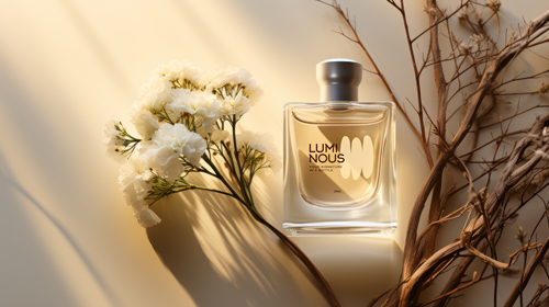 Perfume Bottle With Plants High Angle View