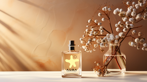 Perfume Bottle With a Vase of Flowers