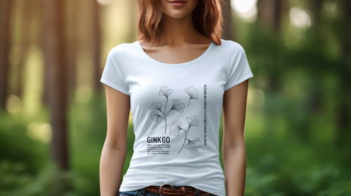 Women's T-shirt Against a Forest Scene