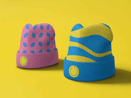 Chapeaux d'hiver posés sur le sol