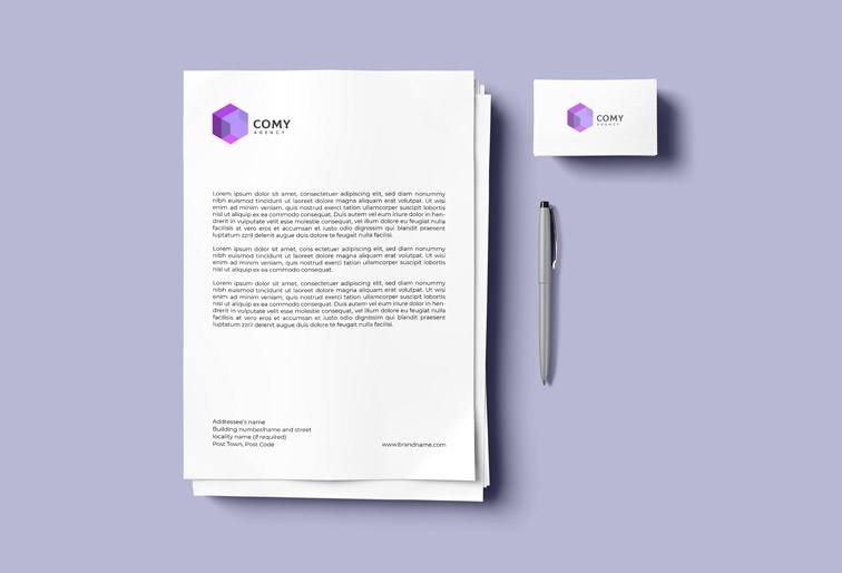 Flyer mit Visitenkarten und Stift