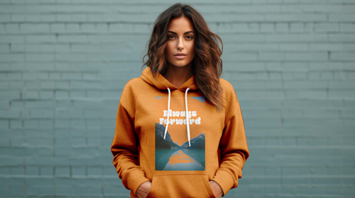 Woman Wearing a Hoodie Half View