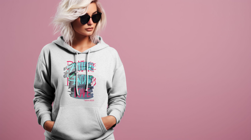 Woman in a Trendy Hooded Sweatshirt