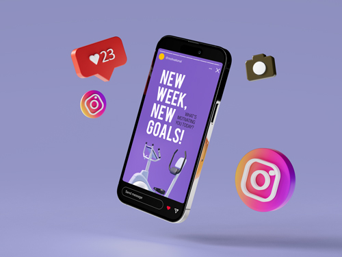 Teléfono móvil promocionando Instagram