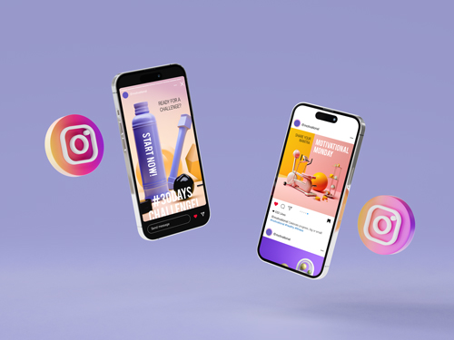 Teléfonos móviles promocionando Instagram