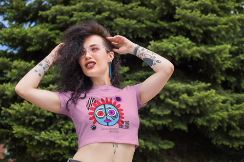 Woman in a Baby Tee Low Angle View