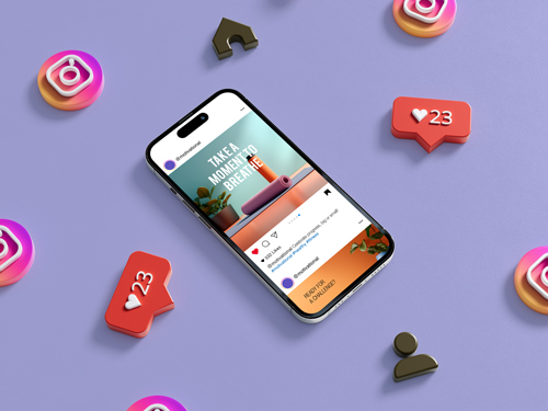  Vista superior de un teléfono celular con emojis