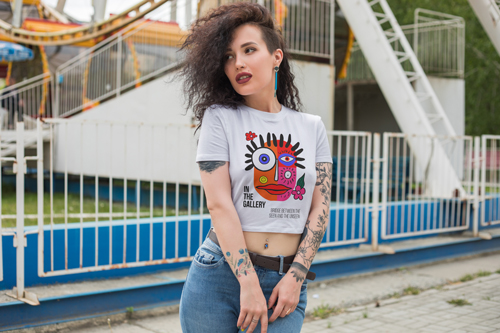 Woman in a Tee Half View