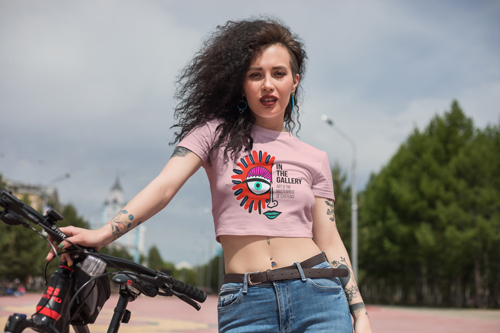 Woman With a Bike Low Angle View