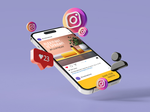 Teléfono móvil flotante con emojis