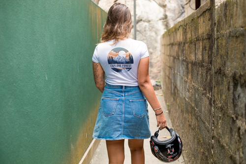 Woman in T-shirt Seen From Behind