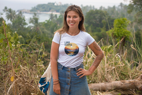 Woman in T-shirt on a Nature Scenery