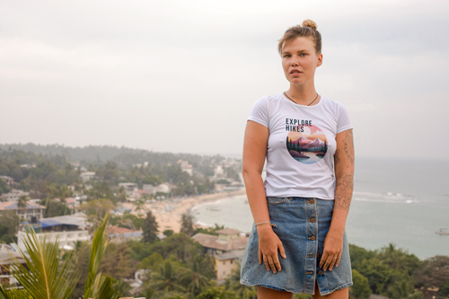 Woman in T-shirt on a Nature Backdrop