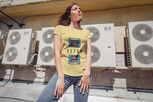 Woman in a T-shirt Looking Aside