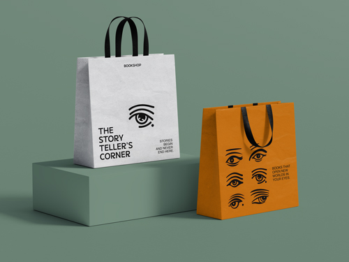 Paper Bags, One Placed on a Stand