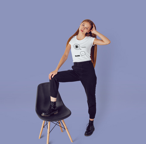 Woman Posing With a Chair