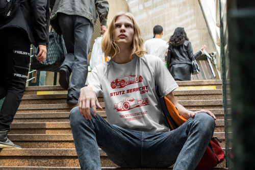 Man Wearing an Oversized T-shirt