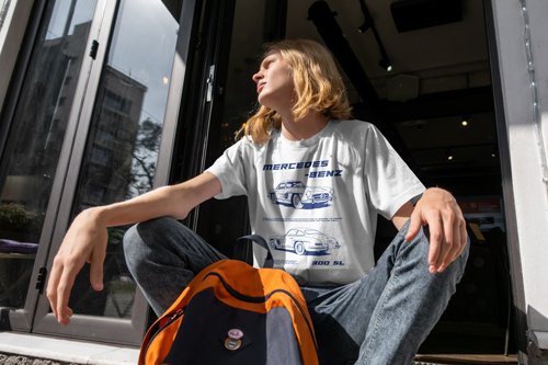 Man Wearing a T-shirt Low Angle View
