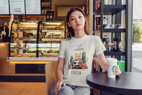 Frau sitzt in einem Café