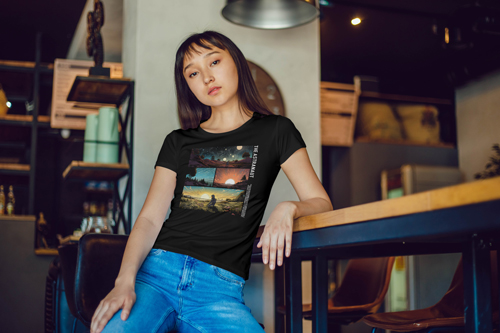 Woman Wearing a Trendy T-shirt