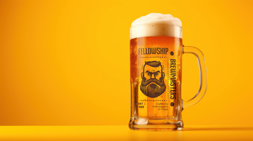 Verre de bière sur fond jaune