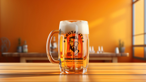 Verre de bière sur une table en bois