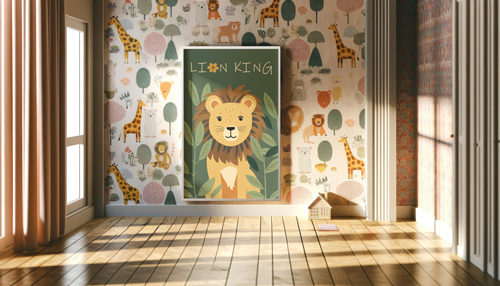 Poster Hanging in an Animal-Themed Room