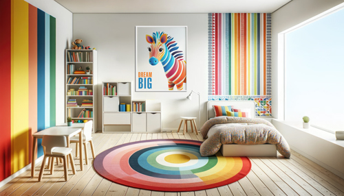 Poster Hanging in a Colorful Room