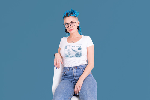 Woman Wearing a Trendy T-shirt