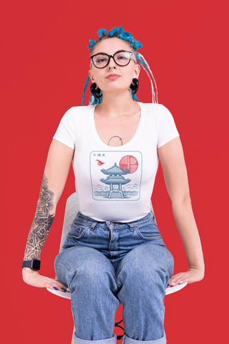 Woman Wearing a T-Shirt With Jeans