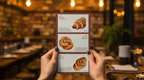 ぼやけた背景に縦長メニュー