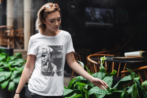 Girl Standing Outside a Cafe