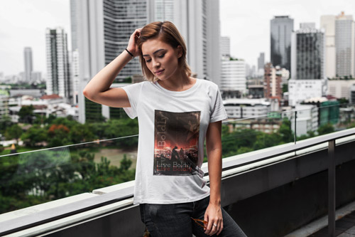 Girl Standing on a City Background