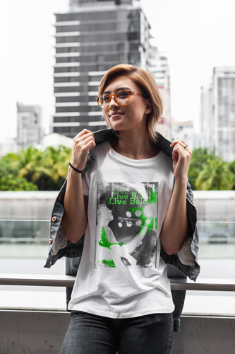 Smiling Girl on a City Background