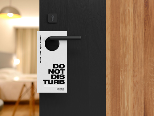 Hotel Room With a Door Hanger